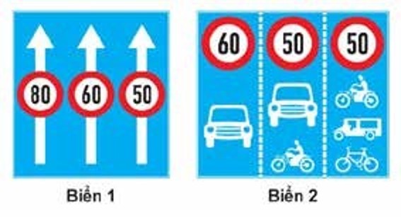 Câu 431: Biển nào báo hiệu các phương tiện phải tuân thủ tốc độ tối đa cho phép trên từng làn đường?