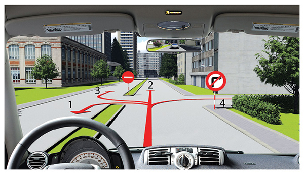 Câu 545: Người lái xe điều khiển xe chạy theo hướng nào là đúng quy tắc giao thông?