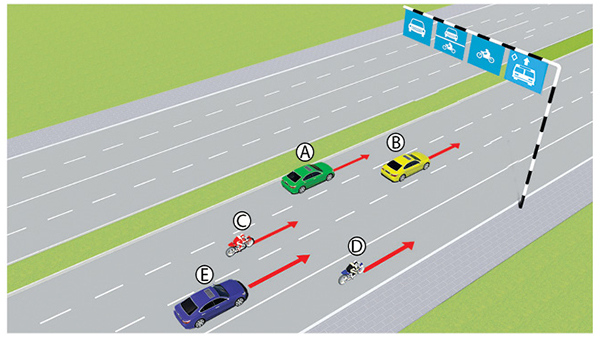 Câu 548: Trong hình dưới, những xe nào vi phạm quy tắc giao thông?