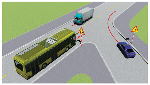 Câu 554: Xe nào phải nhường đường là đúng quy tắc giao thông?